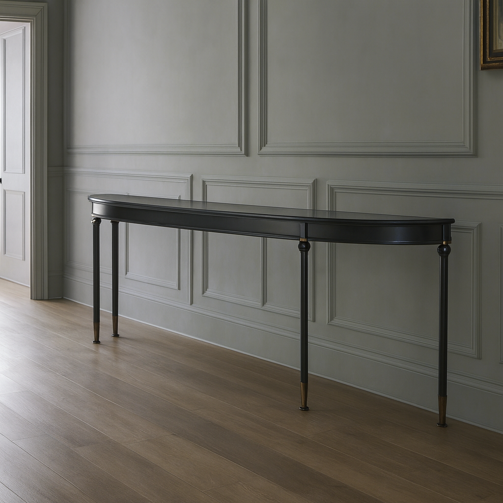 Bring  elegance and sophistication into your home with this extra-long black console table designed to transform hallways, entryways, or reception rooms into stunning focal points. 