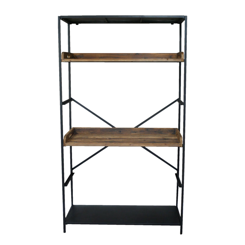 Made from iron and reclaimed wood. Two shelves in total can be moved into various positions, this is the most useful storage in any room.