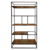 Black Metal Multi Shelving Unit with Gold Hammered Shelves 165 cm