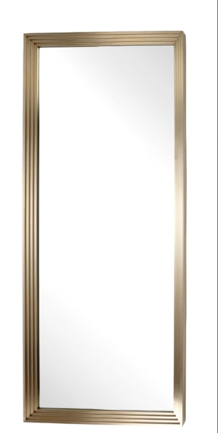 Rectangular mirror with a gold frame on a white background