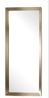 Rectangular mirror with a gold frame on a white background