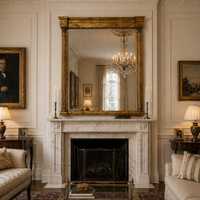 Oversized Wooden Gilt Column Mirror 150 x 150 cm in elegant living room
