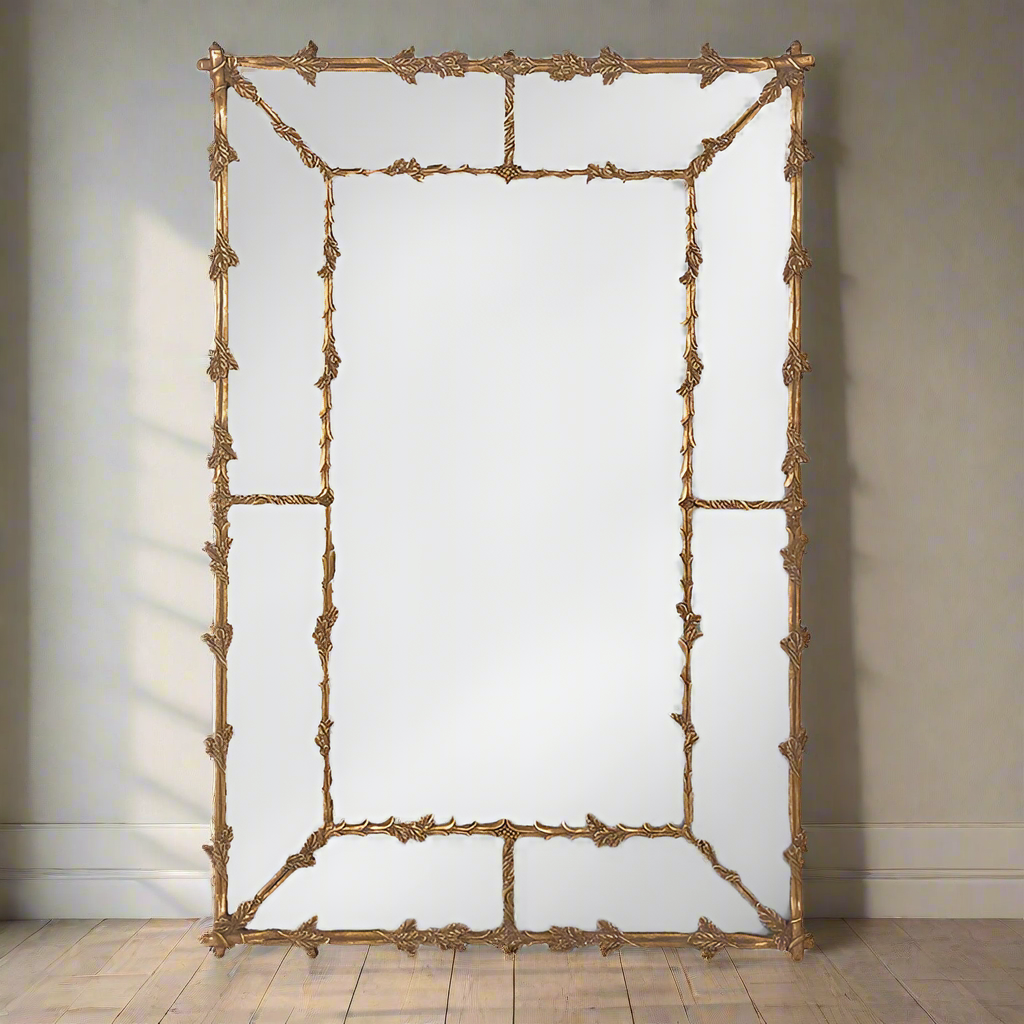 Gilt Panel Leaf Motif Mirror - panelled bevelled glass sides really reflect any light in the vicinity of this stunning metal mirror. Add a touch of grandeur to any space - gorgeous. A classic vintage frame of brushed gilt foliage adds a touch of luxury to any wall