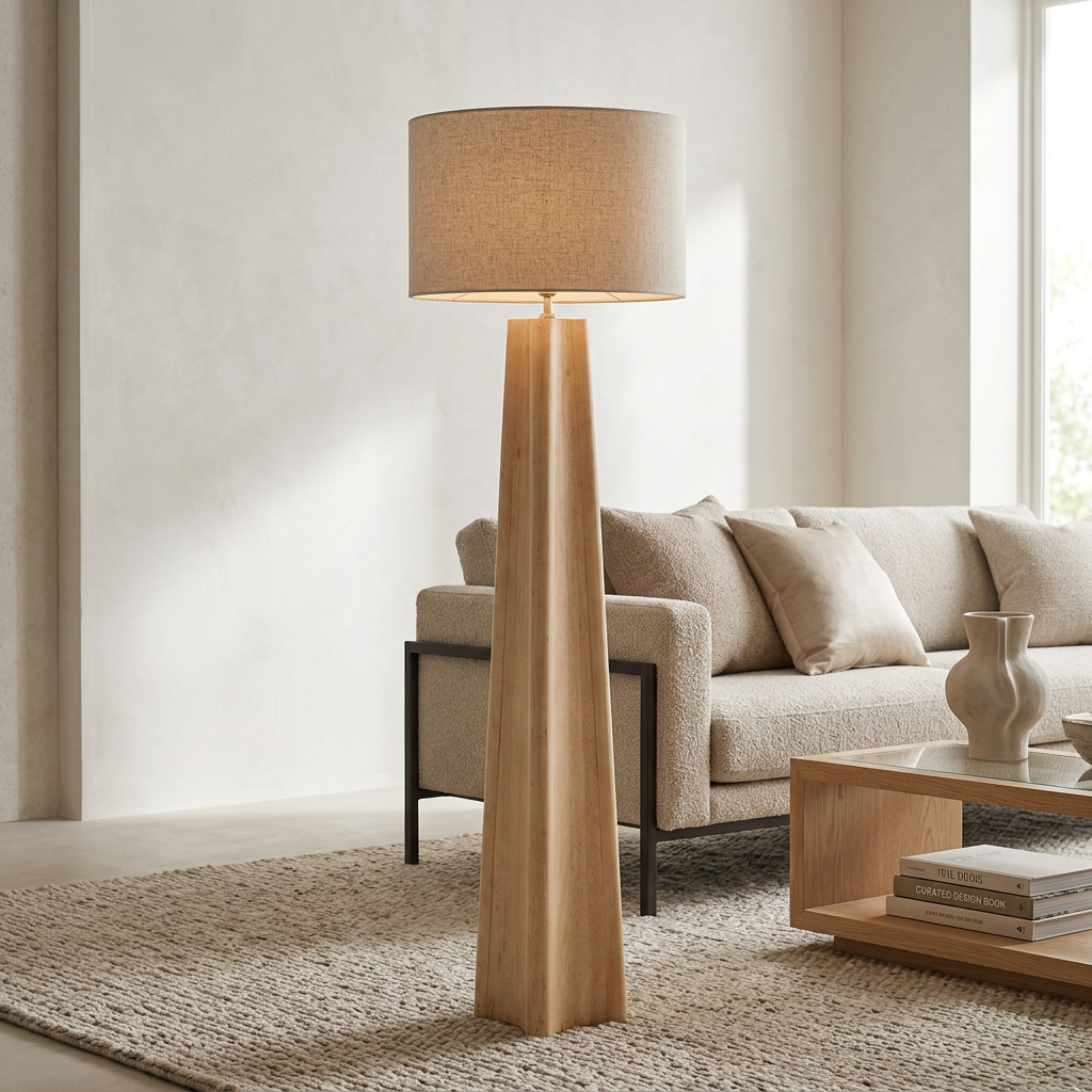 Large Natural Wood Floor Lamp Base -
