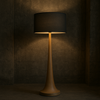 Tall natural wooden floor lamp base with a smooth tapered shape and light wood finish.