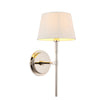 Nickel wall  light with ivory shade perfect for a bedroom by the bed, living room or dining room.