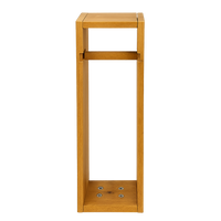 Wooden pedestal with a square top and rectangular base on a white background