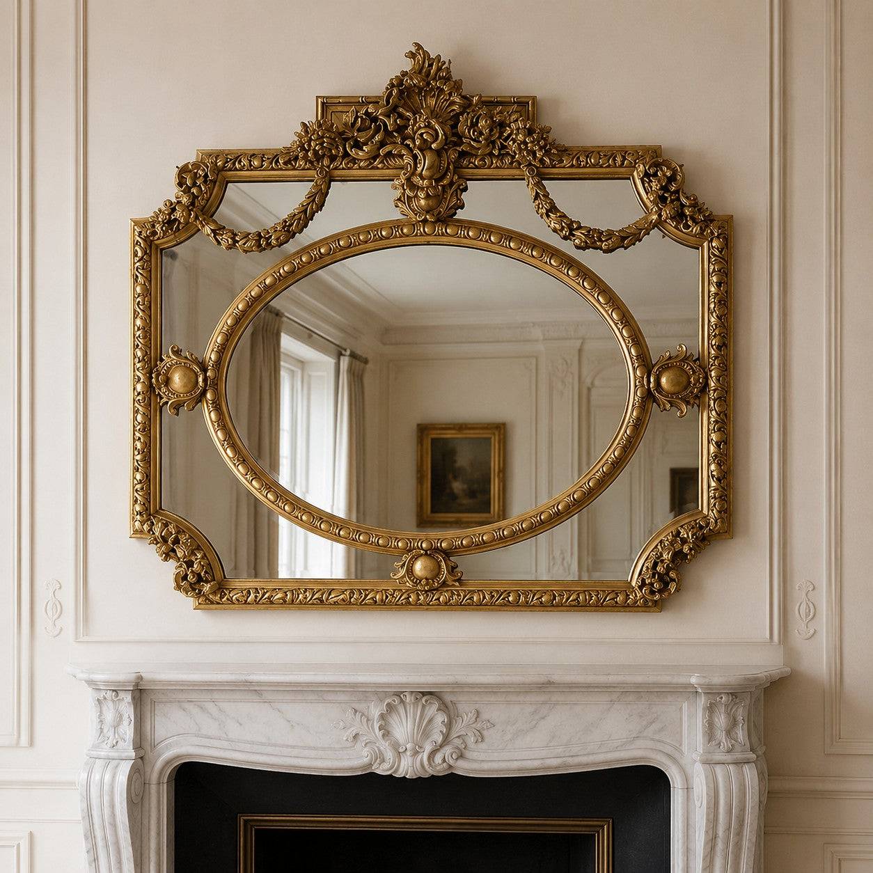 Ornate Swag Overmantle 115 x 112