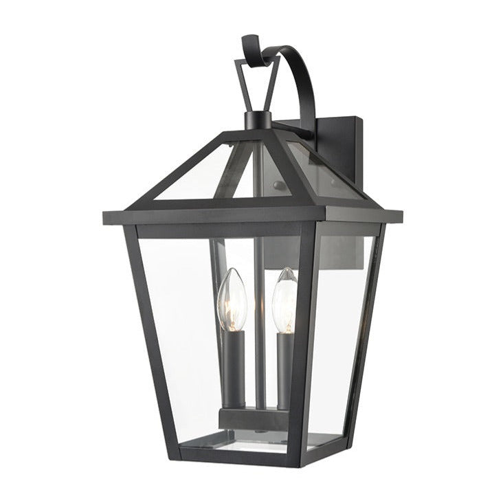 Matt black outdoor wall light, lantern style,perfect period home outdoor light, classic and welcoming.