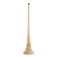 Tall natural wooden floor lamp base with a smooth tapered shape and light wood finish.