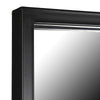 Tall, black metal rectangular mirror with three squares to the top, a great window mirror. Perfect used outside or indoor.Always a great way to allow light and perspective into a space. 