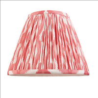 25 cm pink and white Ikat pleated cotton lampshade with tapered  shape.