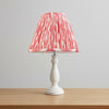 25 cm pink and white Ikat pleated cotton lampshade with tapered  shape.