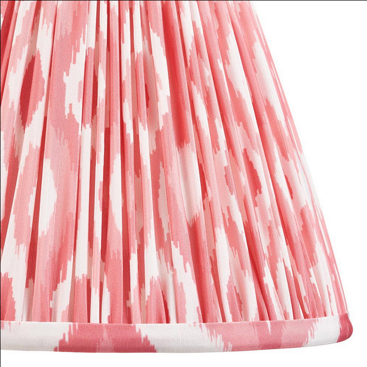 25 cm pink and white Ikat pleated cotton lampshade with tapered  shape.