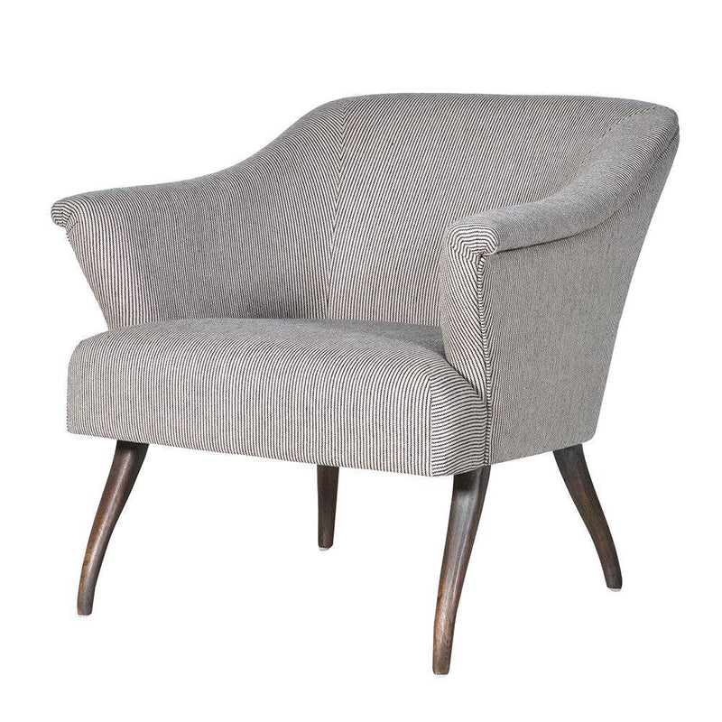 Discover the Striped Armchair, comfortable with pinstripe fabric, perfect for any setting, from country to town house, with tapered wooden legs.