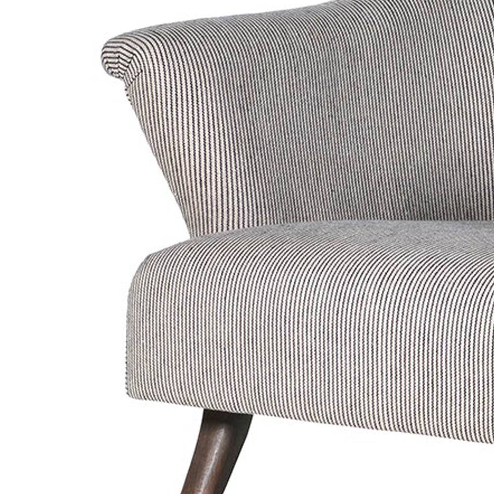 Discover the Striped Armchair, comfortable with pinstripe fabric, perfect for any setting, from country to town house, with tapered wooden legs.