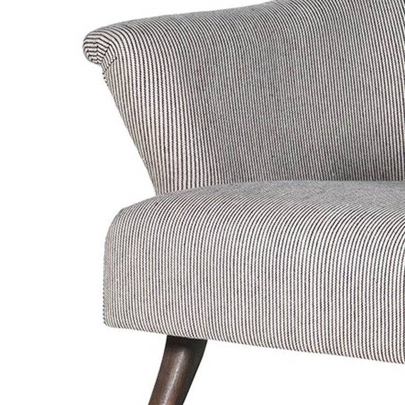 Discover the Striped Armchair, comfortable with pinstripe fabric, perfect for any setting, from country to town house, with tapered wooden legs.