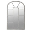 Tall grey painted window mirror with attractive curved panels in a rubbed, vintage finish. Perfect mirror for your hall or sitting room, window mirrors fool the eye, making the area feel so much larger. 
