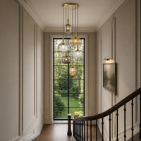 This six-globe ribbed glass cluster pendant adds a playful splash of colour and modern elegance to any space. Ideal for stairwells, dining rooms, or living areas