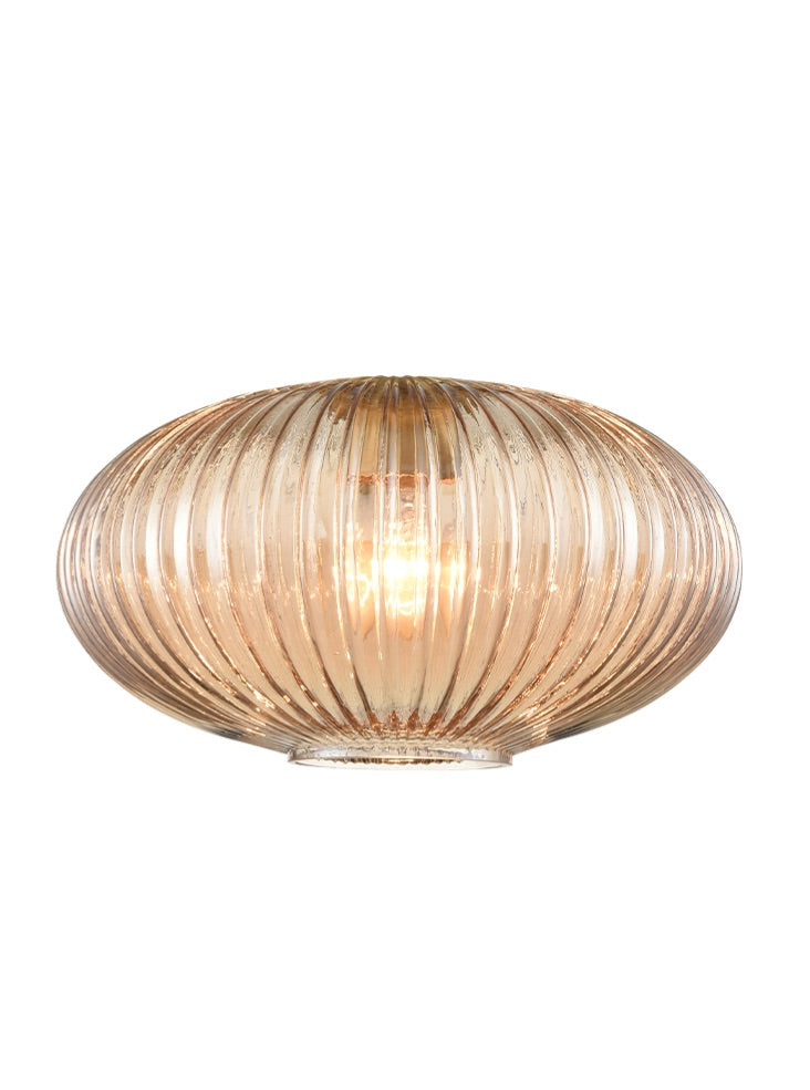 Amber Ribbed Glass Oval Pendant Light