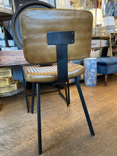 Ribbed Leather Dining Chair