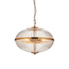 This elegant globe pendant light features a ribbed glass shade with a warm brass finish, blending vintage charm with modern appeal. Ideal for dining rooms, entryways, or kitchens, it provides soft, ambient lighting with timeless style. Compatible with LED bulbs and adjustable chain height for versatile installation.