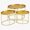set of three gilt oval end tables for a living room or hotel foyer