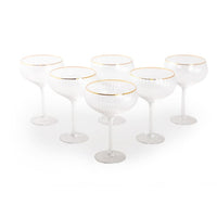 Set of 6 Champagne Coupe Glasses With Gold Rim