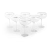 Set of 6 Champagne Coupe Glasses With Silver Rim