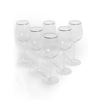 Set of 6 Wine Glasses With Silver Rim