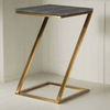Faux shagreen covered side table, the green top contrasting beautifully with the brushed gilt legs in a 'Z' shape. Adding a luxurious feel to any room. 