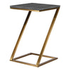 Faux shagreen covered side table, the green top contrasting beautifully with the brushed gilt legs in a 'Z' shape. Adding a luxurious feel to any room. 