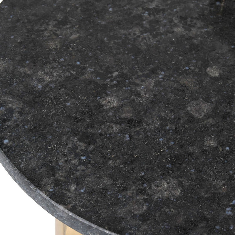 Exceptional quality black and white dual side table. A really unusual, but so useful, side table with 2 marble tops one above the other set on a beautiful polished gilt base, Either as an end table or bedside this piece will lift any interior.