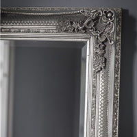 Bevelled glass edge on silver Rococo mirror