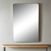 The slim silver frame on this mirror just accentuates the beauty of large glass, a lot of mirror in a simple, elegant, rectangular frame.&nbsp; This mirror suits any room whether hung vertically or horizontally will add light, from every direction to any room.
