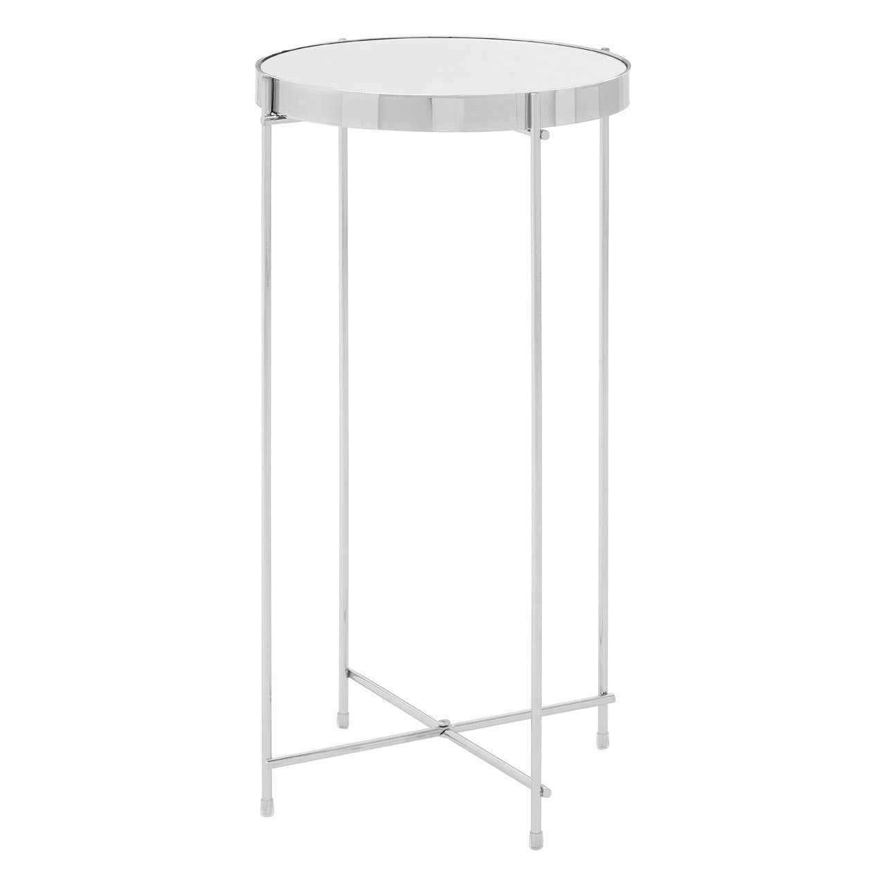 Tall Silver Mirrored Side Table