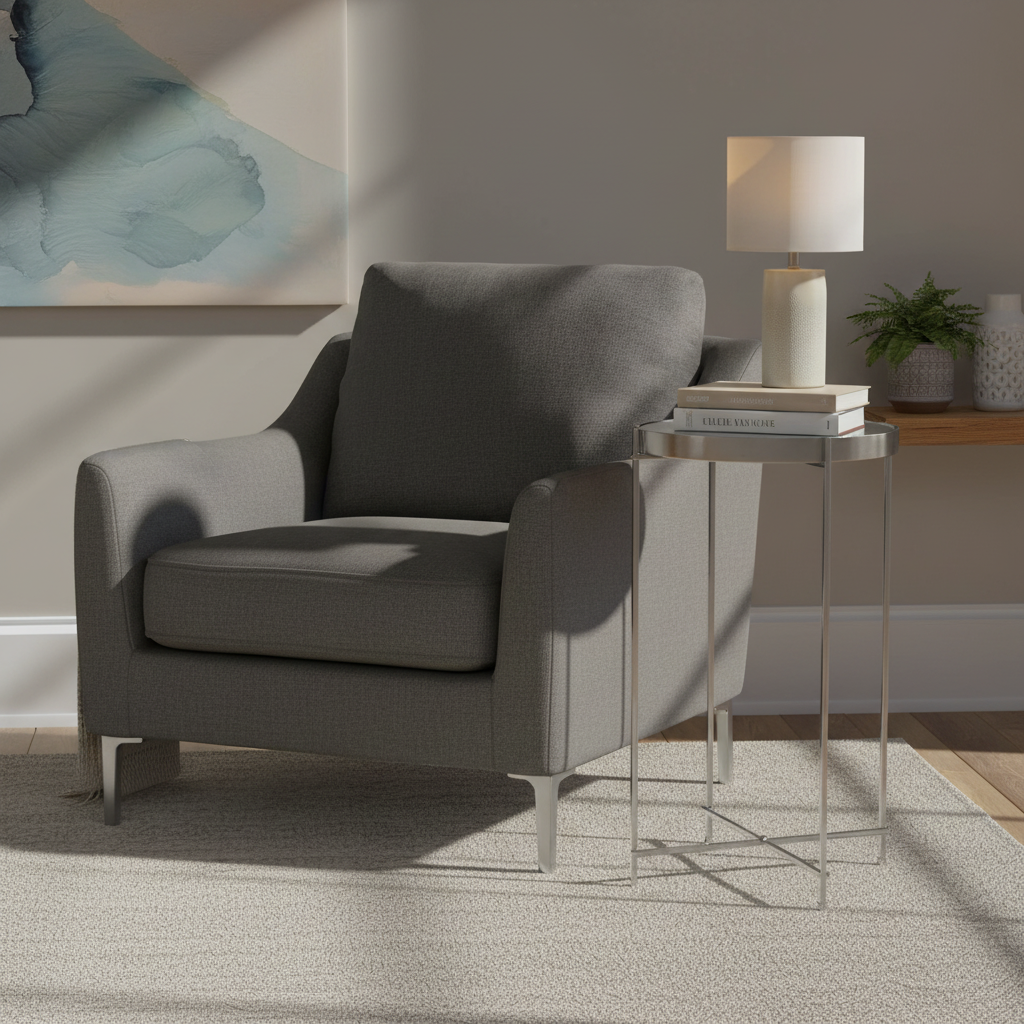 Tall Silver Mirrored Side Table