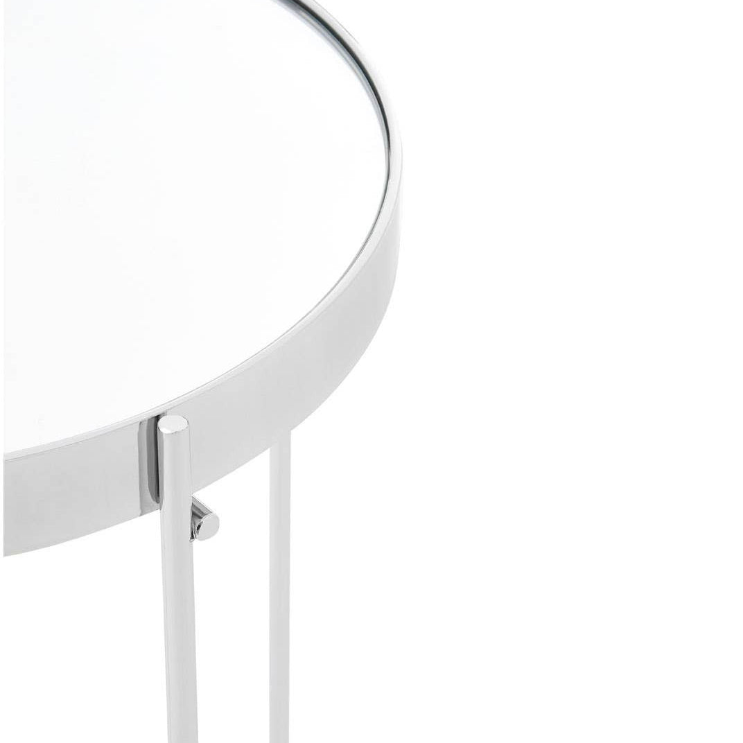 Tall Silver Mirrored Side Table