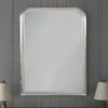 Silver painted beaded mirror, a perfect shape and size for an overmantle mirror or over a console in a hall, the beveled glass dispersing light in your space.