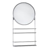 Silver Shelf Unit With Round  Mirror - 77cm