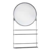 Silver Shelf Unit With Round  Mirror - 77cm