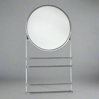 Silver Shelf Unit With Round  Mirror - 77cm