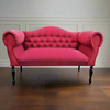 Red Linen Two Seater Sofa