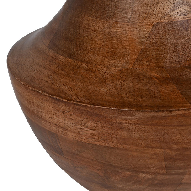 Absolutely beautiful wooden lamp with a distinctive black and white woven shade. A statement lamp if ever the was one. A really large base set off perfectly by the intricate handwoven shade, great on a sideboard or large console table. The black and white colour of the shade compares beautifully with the deep patina of the wood on the base.