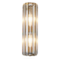 Long crystal prism wall light, single set on white background.