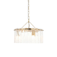 Simple,  classic, glass chandelier with gilt fitting, touch of luxury in your living room.