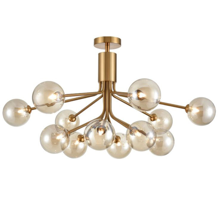 A 12 globe light on a brushed brass frame, large statement light spreading a warm glow over your room. Stunning in a living room, hall and a perfect dining room light. A stylish contemporary addition to your home. 