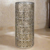 Tall lattice brass coloured umbrella stand, a really chic item for your hallway. Pierced metal gilt coloured stand, suitable for any hall to add a touch of grandeur or in a Moroccan style entrance.