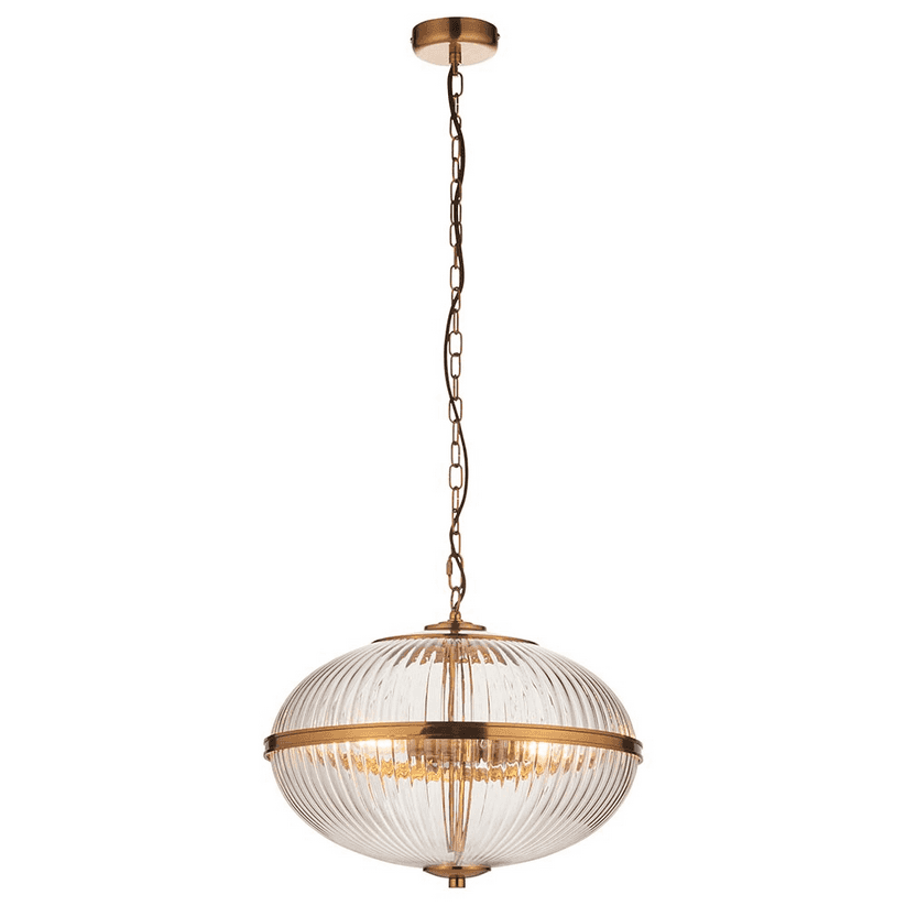 Vintage Glass Globe Ceiling Light - Ribbed Glass Pendants