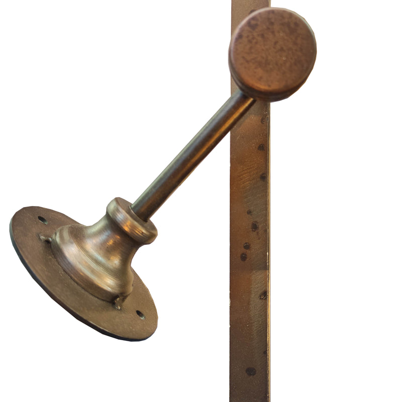Perfect bathroom or wall dressing table mirror.A brass and bronze framed swivel mirror which can be hung vertically or horizontally. This mirror has metal work that has bronze and black distressed paintwork to the finish adding to it's overall industrial feel.